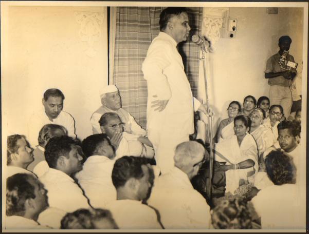 Manubhai addressing a meeting of the All India Congress Committee in Andhra Pardesh